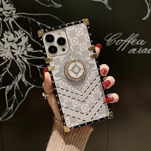 XYC Neliömäinen Kotelo TPU Luksusristikko Kukallinen Design Kotelo Yhteensopiva iPhone 13 Pro Max 6.7\" Iskunvaimennus Suojaava Raskas Käyttö Valkoinen Kotelo