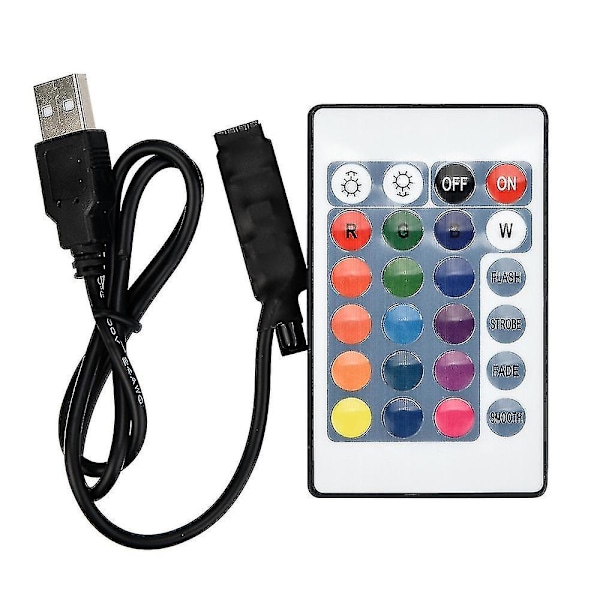 RGB USB LED-stripe IR RF fjernkontroll 24-knapper 3528 5050 lampe DC12V-Q