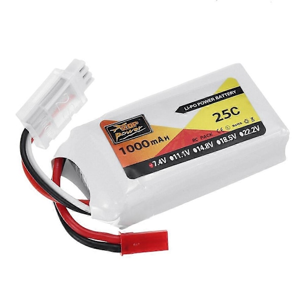 ZOP Power 7.4V 1000mAh 25C 2S LiPo Batteri JST Kontakt för RC Drönare