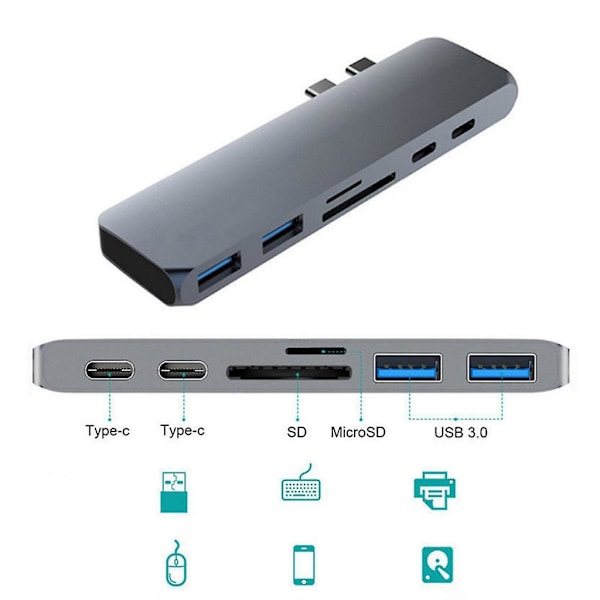 7-in-1 USB-C Type-C HD-lähtö 4K HDMI USB 3.0 sovitin keskitin Macbook Pro:lle
