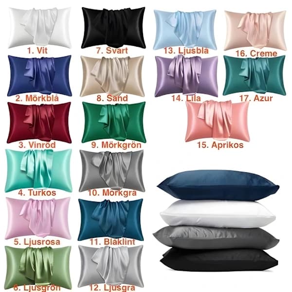 Örngott i satin - Örngott - 50 x 66cm - 2-pack Mörkgrå Dark Grey