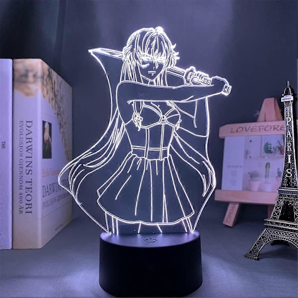 7/16 Färgad Fjärrkontroll Touch Switch USB/Batteridriven Anime 3D Lampa Manga Future Diary Yuno Gasai Figur Nattlampa Sovrumsdekoration Akryl LED