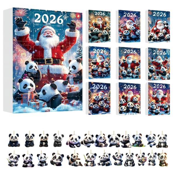 2026 Julekalender Blind Box: Festlig Panda Ryggsekk-sjarm