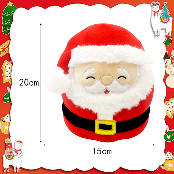 8 tum söt jultomte mjuk plyschleksak, 3D jultomte plyschkudde leksak, squishy bomulls plushies docka, kawaii plysch stoppad djur leksak, present