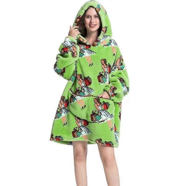Tillverkare Shopping Queen Mönster Polyester Flickvinter Grön Jätte Hoodie SYR56 extended length 1.4m