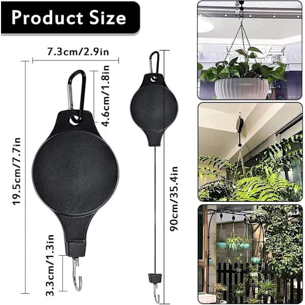 2-pack utdragbara hängande växthängare svarta black