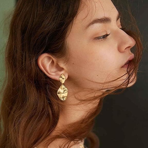 925 Sterling Sølv Øreringe, Dame 14K Guldbelagte Øreringe, Dråbeøreringe