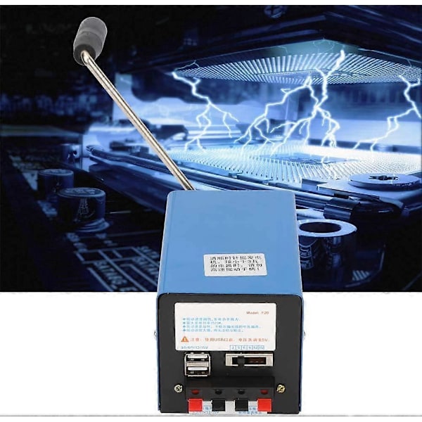 Bærbar Strømaggregat, Multifunksjonell 20W 2000RPM Håndsveiv USB-Lading Nød Dynamotor