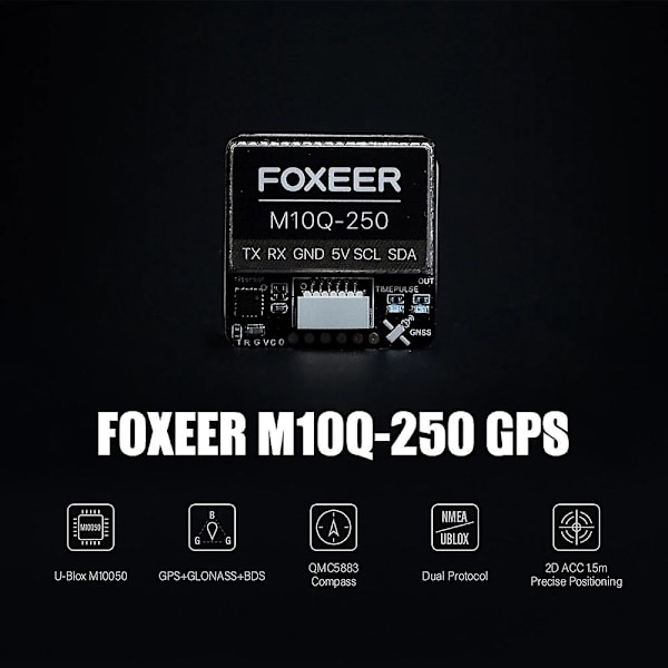 Foxeer M10Q 250 5883 Kompass GPS M10 Chip Inbyggd Cimatic Antenn för RC Drone FPV Racing