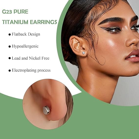 Titanium øreringe med flad bund, dame opal blå Pacific stud øreringe