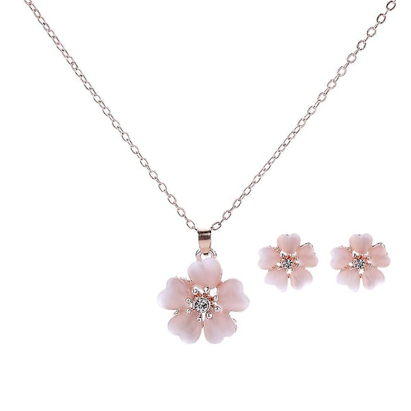 Eleganta Örhängen Blommor Hängande Örhängen Bröllop Örhängen Körsbärs Halsband Kedja Halsband Halsband Örhängen Stud Set