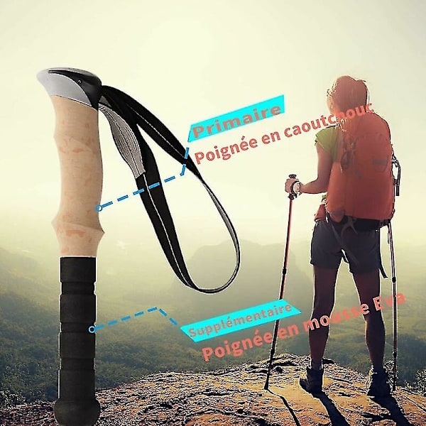 Vaelluskepit Teleskooppiset Kävelykepit Alumiiniset Pohjoismaalaiset Keppit Säädettävät 36-130cm Ultralight Iskunvaimentavat Liukumattomat Kävelykepit, Ihanteellinen Vaellukselle, Leirintään