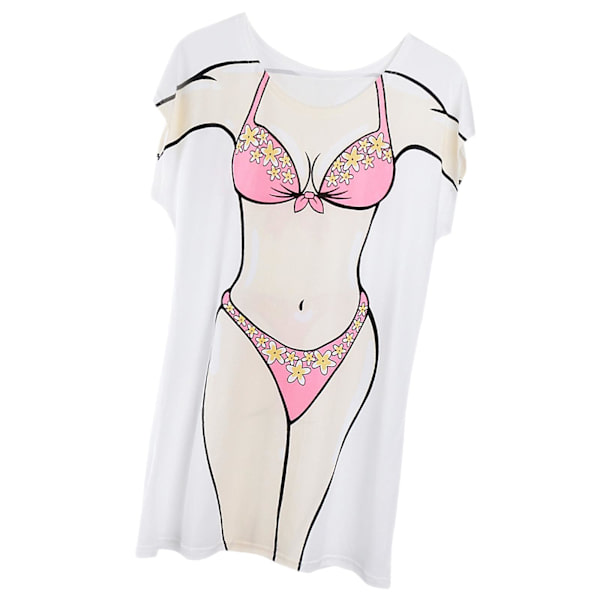Hauska Naisten Kukallinen Pötkökuvioinen Bikinin Peitepaita T-paita Tee Top Syntymäpäivä Pyjama