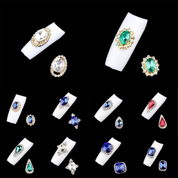 2x10 st 3D DIY Rhinestone Smycken Nagelkonst Charms Glitter Manikyr Tips 9