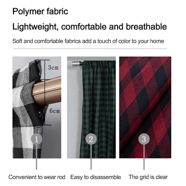 Polyester Rutete Kjøkken Gardiner Moderne Enkle Dør Valance Kaffe Gardiner