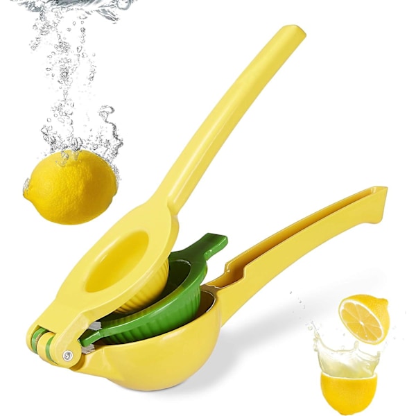 Manuell Citronpress, 2-i-1 Citruspress för Citron och Lime, 5,5 x 7,5 x 22 cm, Gul