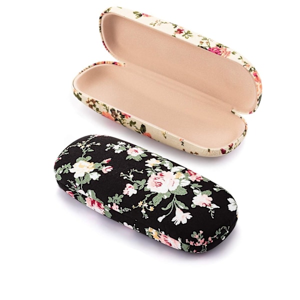 2 stycken hårda skal för damer, blommigt tyg, blomma, vintage, lätt, bärbar, glasögonfodral, lock, skal, glasögonfodral