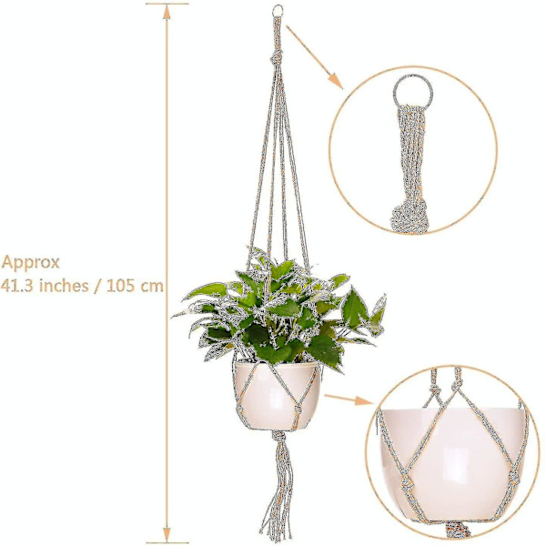 4 st Hängande Rep Macrame Blomkruka H Hängande Växt H En Rat-2 st 105 Cm Och 2 st 90 Cm