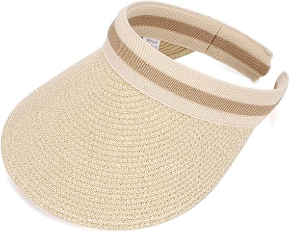 Dame bredskygget stråstrand solhat/golfhat (sommerhat)