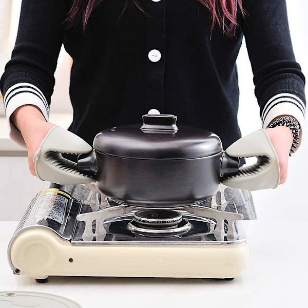 2 Par Silicone Grytekluten Håndtak Holder Håndklips Slitesterk Grytekluten Håndtak Sklisikker Matlaging Klemmegrep Fingerbeskyttere for Kjøkken Matlaging Grilling Baking