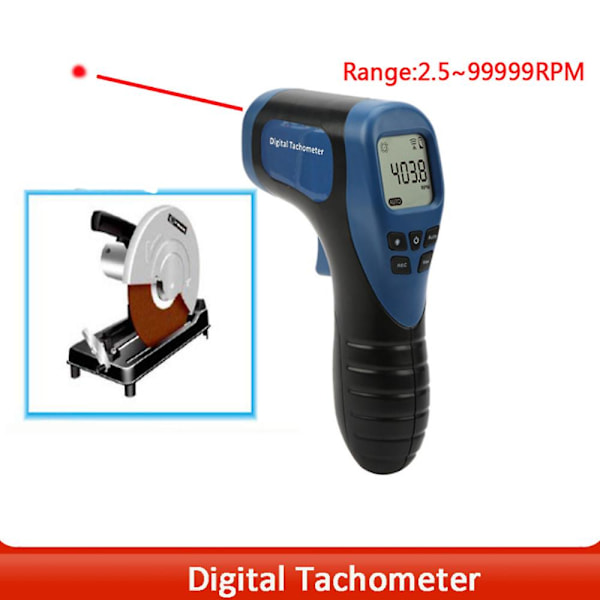 TL-900 Turteller Digital Turteller Berøringsfri Måleområde: 2,5-99999 O/min LCD Motor Hjul Dreiebenk Hastighetsmåler, Rød