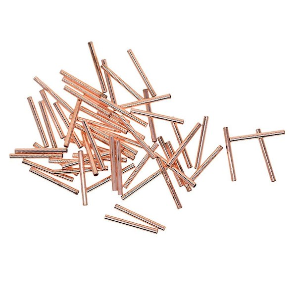 3x50x 20x2mm Glatte Lange Straight Tube Noodle Perle Smykkefremstilling Rosenguld