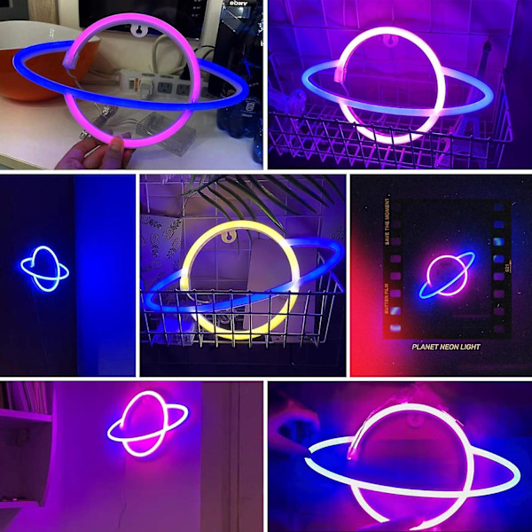 Neonljus för väggdekoration i sovrummet, batteridriven & USB-driven estetisk LED-neonlampa