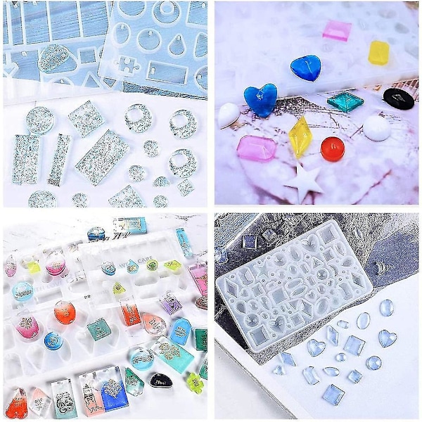 Harrtsform-kit, 108 st Diy Smycken Hantverk Formar Silikon Epoxy Harrtsform Incg Nyckelring