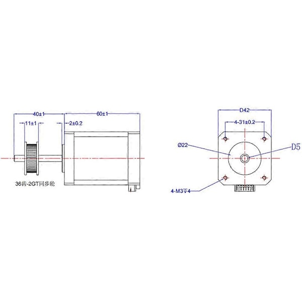 42-60mm askelsähkömoottori, korkea lämpötilan kestävyys, tukee nopeaa tulostusta, 3D-tulostimen moottori K:lle