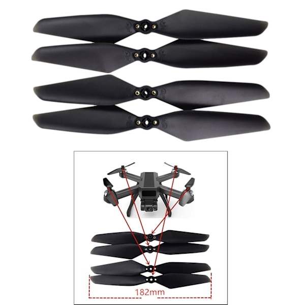 4 stk Hurtigudløsende Foldbare Propeller til D15 Mjx B20 Bugs 20 Sort