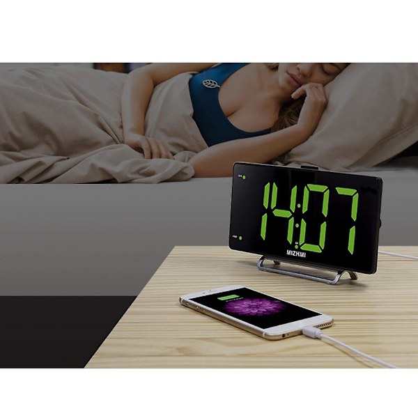 Modern Digital Elektronisk Väckarklocka USB-Driven Spegeldisplay FM-Radio