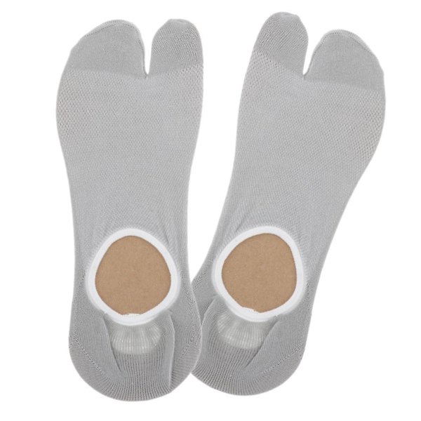 2x1 Par Mannlige Split 2 Tå Flip Flop Sokker Tabi Sokker Sports Ankelsokker Lett Grå