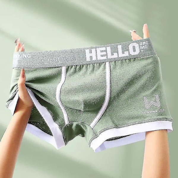 4 kpl Miesten Puuvilla Alusvaatteet Boxershorts Hello Man Alushousut Miesten Boxerit Hengittävä U Kupera Mukavuus Miesten Alushousut Seksikäs Cuecas