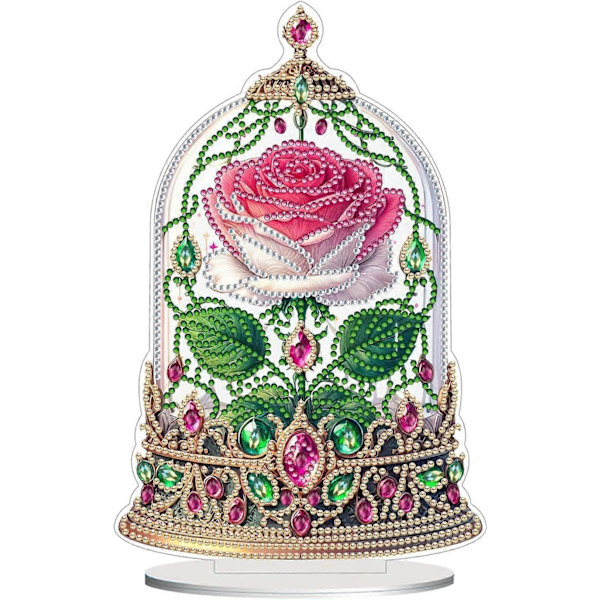 DIY Diamant Bordpynt Spesialformet Krystall Diamant Kunstmaleri Bordpynt Ensidig for Hjemmekontor Dekor Gave - Rose