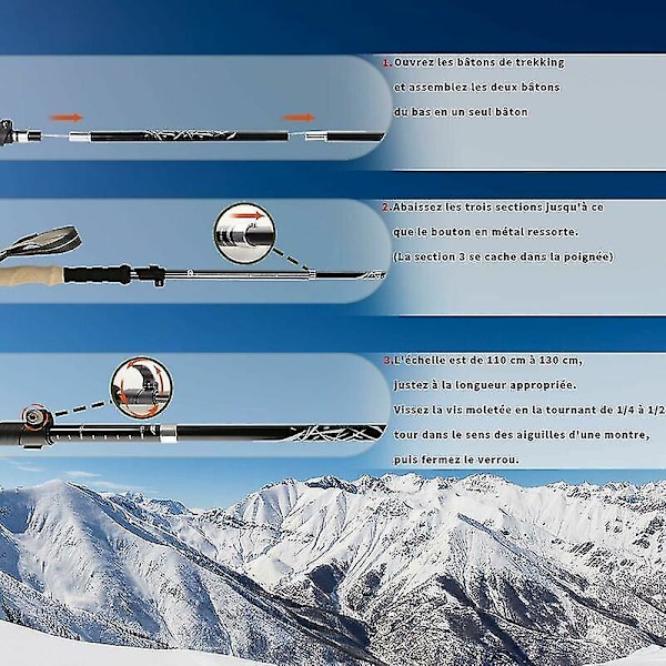 Vaelluskepit Teleskooppiset Kävelykepit Alumiiniset Pohjoismaalaiset Keppit Säädettävät 36-130cm Ultralight Iskunvaimentavat Liukumattomat Kävelykepit, Ihanteellinen Vaellukselle, Leirintään