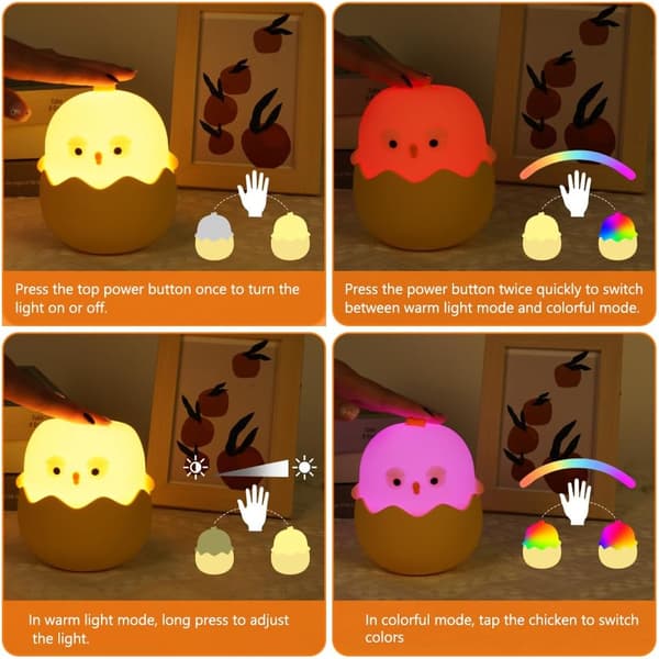 Eggshell nattlys, bærbart LED-babynattlys/barnelampe