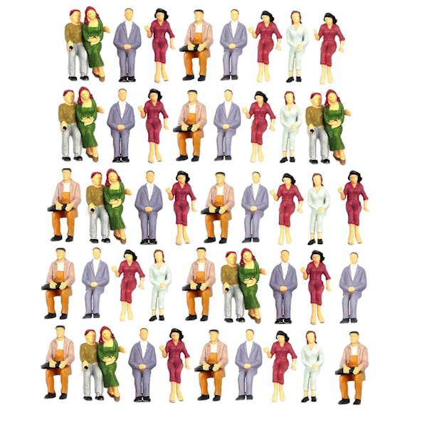 200 stk. Malede Modeltog Siddende Personer Passagerer Figurer 1:200