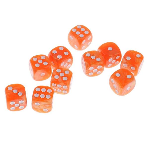 10 Styk Plastik 6-sidede Digitale Terninger D6 Til Fest Bar Bordspil Orange