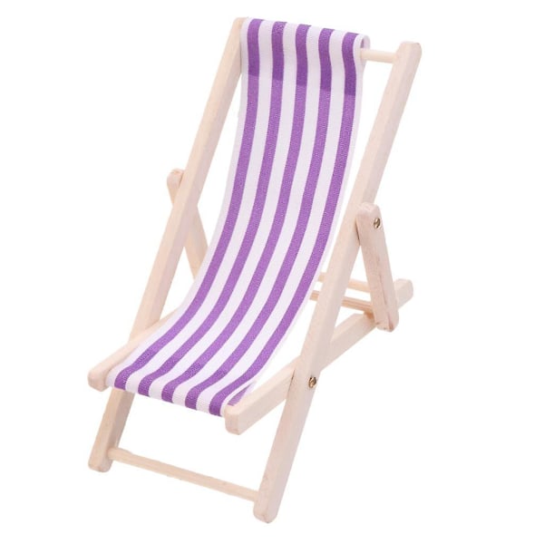 2 stk. Stribede Træ Lounge Stole 1/12 Dukkehust Miniatur Møbler Dekoration