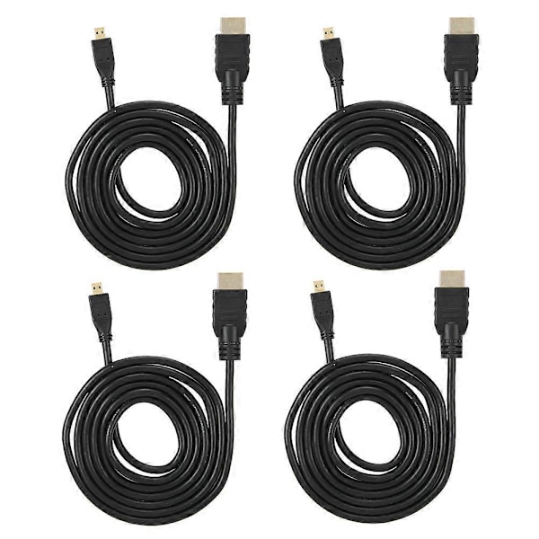 4 stk. Micro HDMI til HDMI Kabel 1,5 Meter HD Videokabel Passer til Raspberry Pi 4B