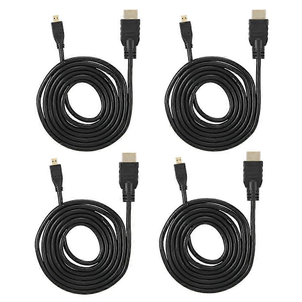 4pcs Micro HDMI to HDMI Cable 1.5Meters HD Video Wire Fit for Raspberry Pi 4B