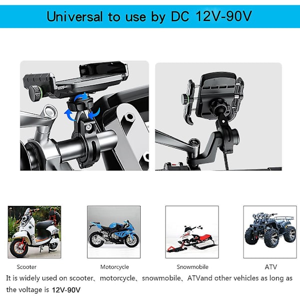 Vattentät Motorcykeltelefonhållare med Stötsäker Styrfäste, 360° Rotation, ABS