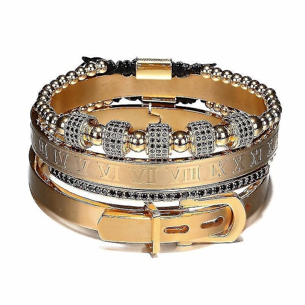 Armbånd Royal Classic Rustfrit Stål Bangle Cuff Armbånd Guld Sæt