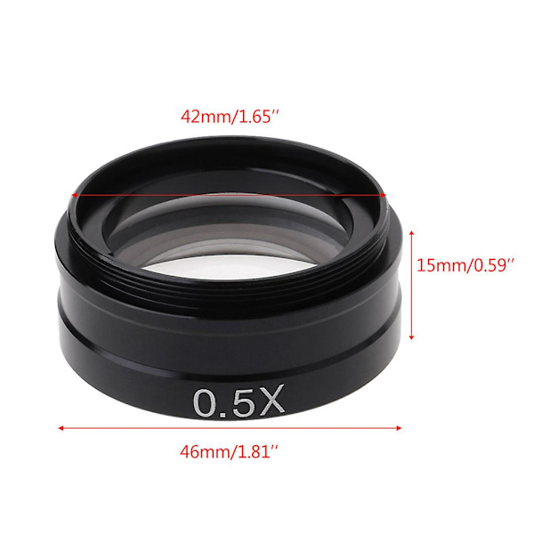 C-fäste 0,5x Mikroskop Tillbehörsobjektivlins 42mm Mikroskoptillbehör