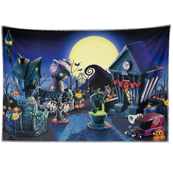 84x60 tommers julemareritt Halloween bakgrunn gresskar måne by bakgrunn dekorasjon