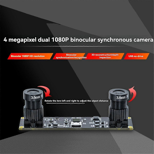 Global Shutter Synkronisering Dobbel USB Kamera Modul 4MP 3840x1080 Høy Bildehastighet 60fps med 72 D