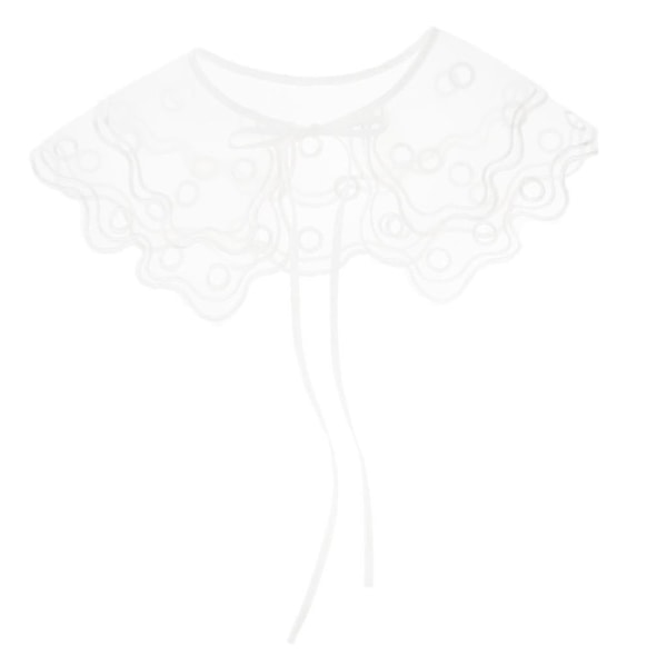 Chiffon Blonder med Blomstermønster - Avtakbar Halv Skjorte Bluser - Falsk Krage - Hvit 01