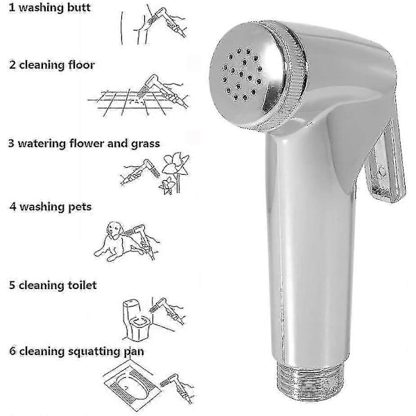 Håndholdt Bidetspray ABS Håndholdt Spray Hånddusj Sprayer Toalett Hode Dusj Diverter Hygienisk WC Toalett Gulvrens, Shibaod