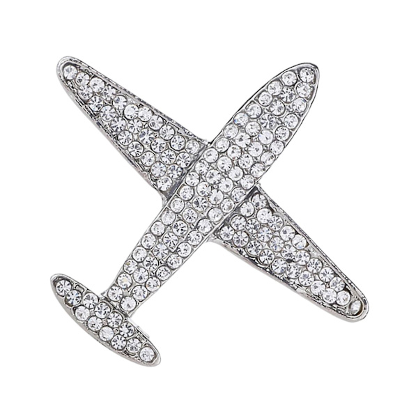 Herrar Flygplan Brosch Krage Nål Corsage Mode Kristall Badge Smycken Silver