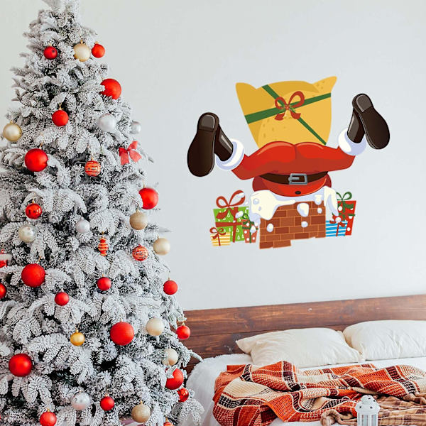 Jultomte Väggdekaler för Julfest Dekoration Sovrum Vardagsrum